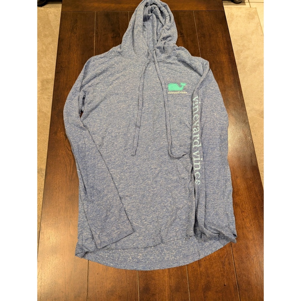 Vineyard Vines Sweater Mens S Heather Blue Green Whale Logo Pullover Hoodie